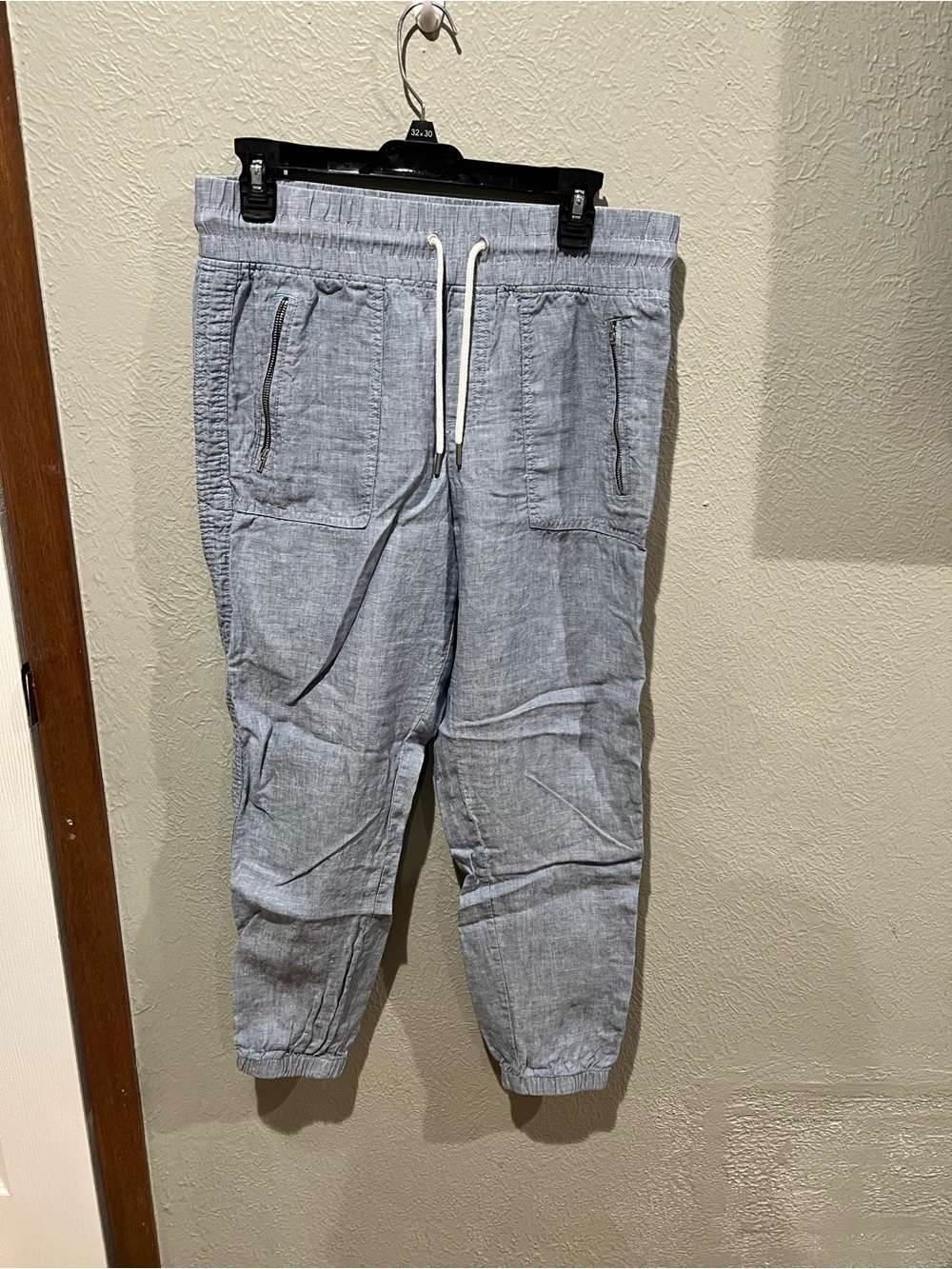 Athleta Light Gray Drawstring Joggers Cabo Linen Joggers Size 6 EUC